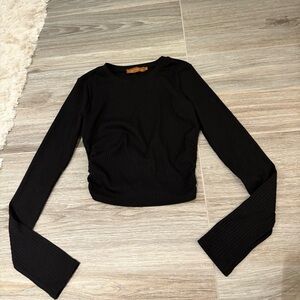 Elegant Black Ribbed Crop Top